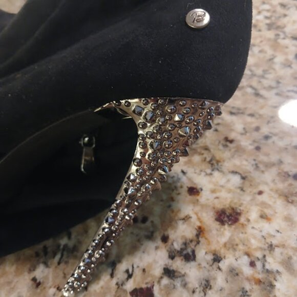 Blink Suede Knee-High Studded Stiletto Boots - Women's US 9.5 - Picture 9 of 11